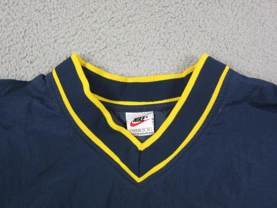 Chaqueta Nike Vintage Juvenil 18-20 Extra Grande XL Azul Blanco Swoosh Años 90 Y2K Amarillo Foto 3 de 4