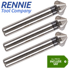 3 Pack x 12.4mm HSS Countersinks 3 Flute 90 Degree  / Chamfer Deburring Bit 12mm