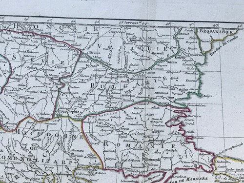 GREECE TURKEY BALKANS 1762 Jean JANVIER LARGE ANTIQUE MAP IN COLORS - Picture 8 of 11