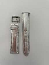 18mm Silver Genuine Leather Watch Band - USA