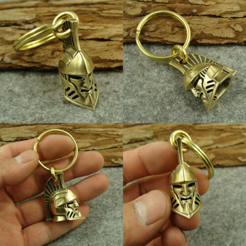 Brass Warrior Shape Keyrings Pendant Key Chain Holder Punk Biker Keychains - Picture 1 of 10