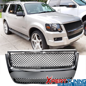 Fits 07 10 Ford Explorer Sport Trac Mesh Unpainted Black Hood Grille Ebay