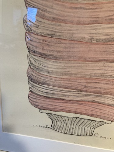 Künstler Signiert Original Kunstwerk Zeichnung Abstrakt Cupcake Dekor Wonka Like - Bild 6 von 9