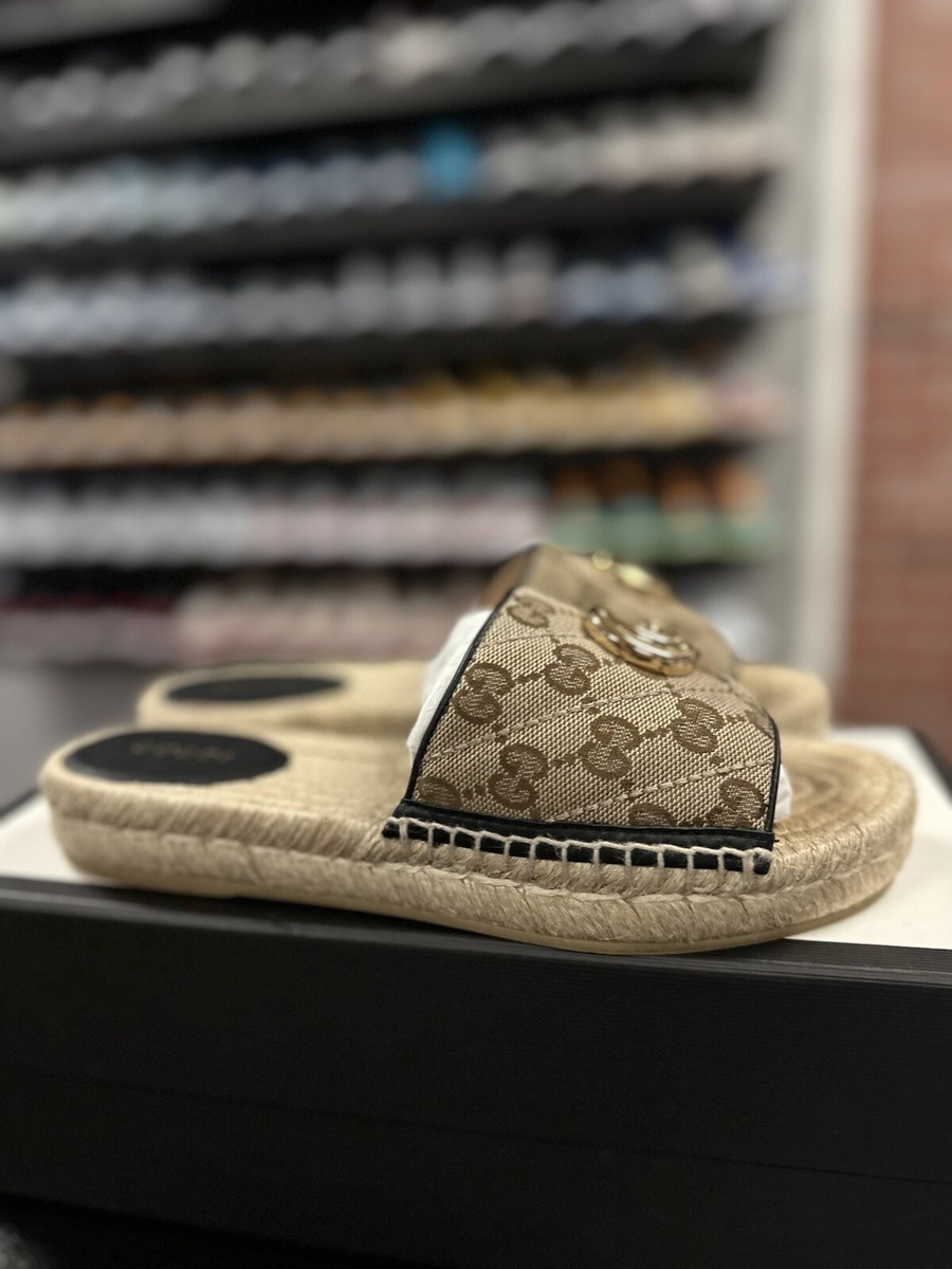 ⭐️再値下げ⭐️ グッチ GGキャンパス エスパドリーユ ウェッジ サンダル 36C Size 36G+ GUCCI Women's GG matelassé canvas espadrille sandal