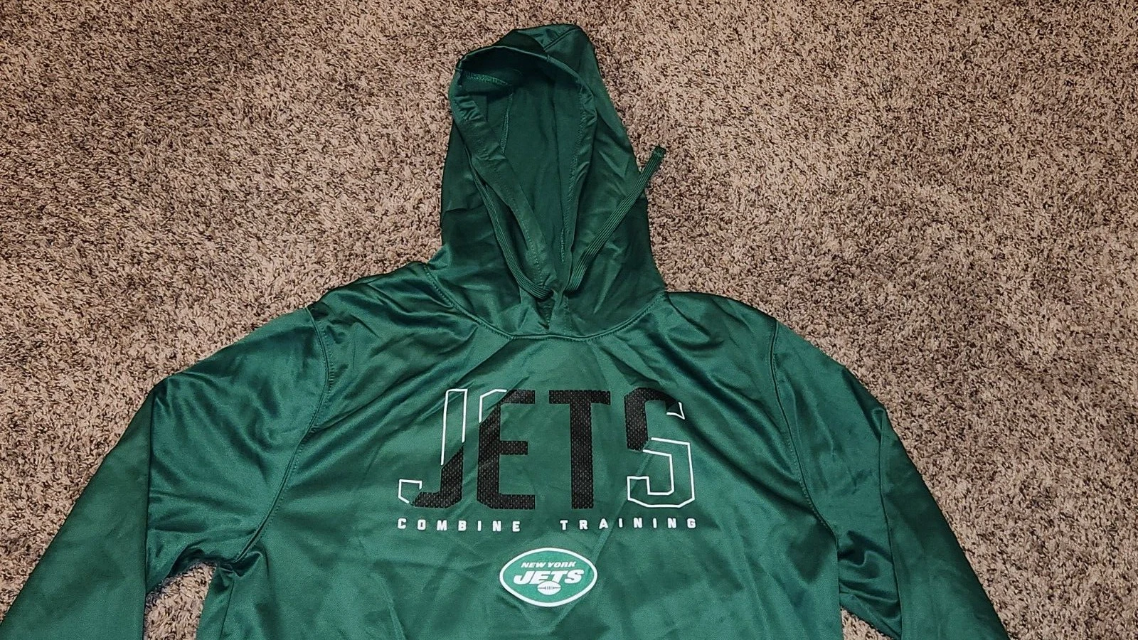 VETEMENTS NEW YORK JETS PULLOVER FELPA CON CAPPUCCIO UOMO LARGE NFL TEAM APPAREL NUOVO CON ETICHETTE!