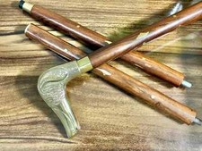 Brass Solid Vintage Designer Eagle head Wooden Walking Stick Cane Antique