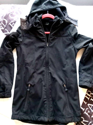 Janina Women's Black Detachable Hooded Coat Zipper Drawstrings Pockets Size 36
