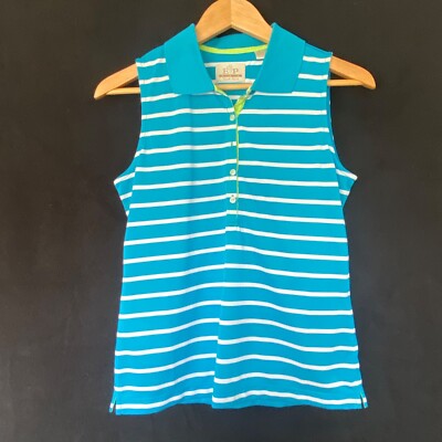 EP E.P. Pro tour tech golf tank womens size S aqua turquoise stripe+