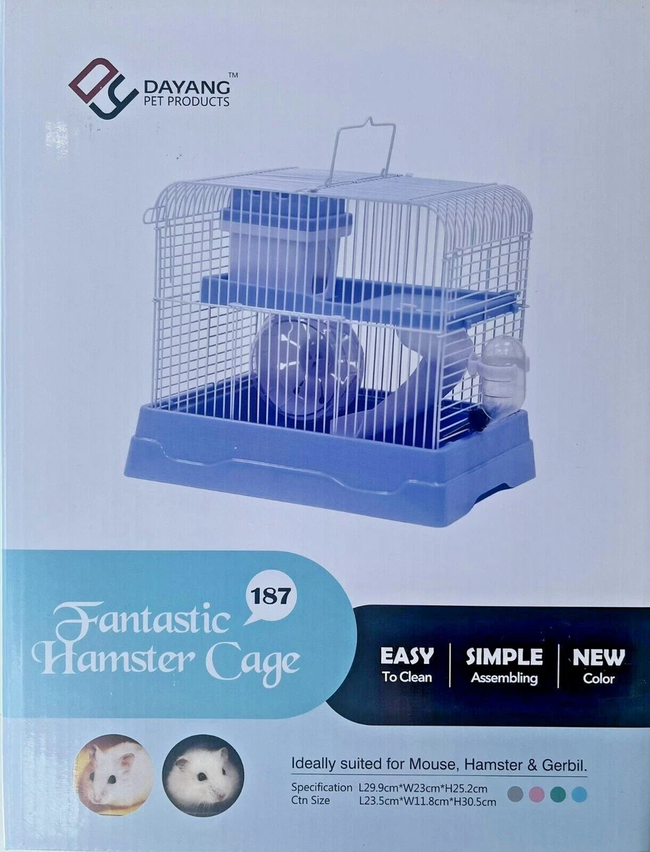 Two Tier Small Animal Cage Hamster Mouse Gerbil Habitat w Wheel