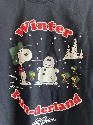 NWOT L.L. BEAN X PEANUTS Long Sleeve Snoopy Winter Fun-Derland Knit shirt Top S - Picture 2 of 7