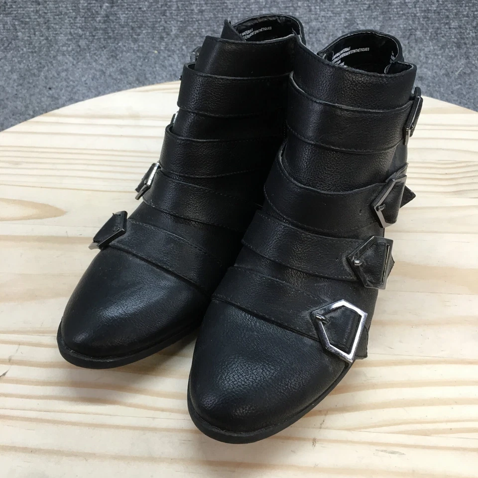 Sam & Libby Botas Mujer 6 Botines Tacones Hebilla Correas Cuero Negro Cremallera Foto 3 de 4
