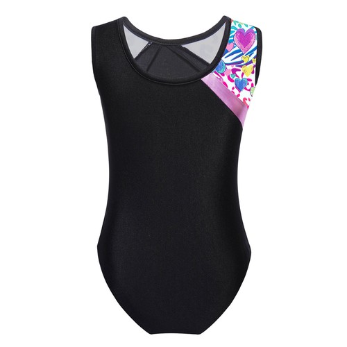 Girls Gymnastics Dance Leotard Patchwork Sleeveless Athletic Ballet Bodysuit Top - Picture 50 of 55