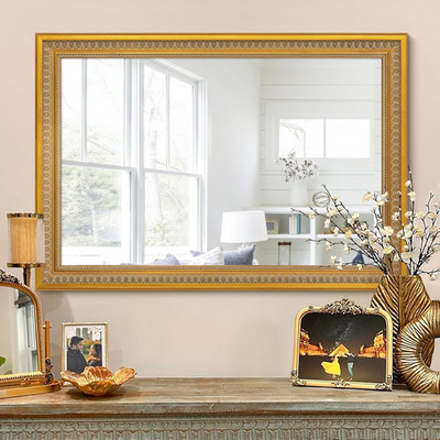 Elegant Vintage Gold Rectangular Wall Mirror - 41''X29'' for Any Room