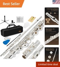 User-Friendly Silver Flute for Kids with 16 Keys, Case  Accessories Included