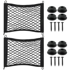 2 Pack Elastic Small Cargo Net Pockets with Hooks - 18.9x13.78 Inches