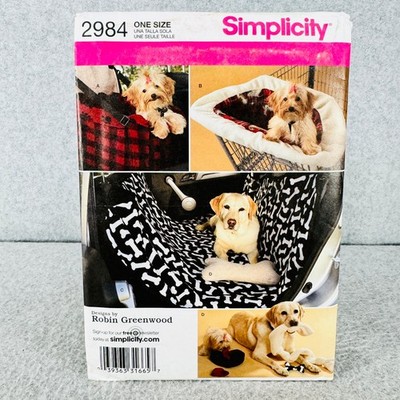 Simplicity 2984 Dog Travel Accessories Car Seat Cart Cover Toys Sewing Pattern