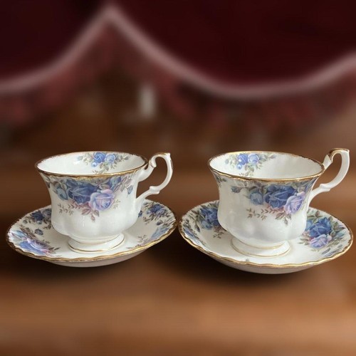 Royal Albert Moonlight Rose Cup Saucer 2 People Japan