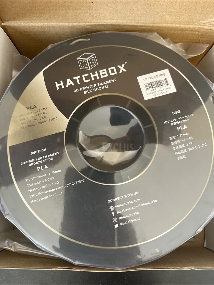 HATCHBOX PLA 1,75 mm Impresora 3D Filamento SEDA BRONCE 1 kg Carrete Bolsa Sellada Foto 2 de 4