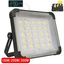 100W-300W Rechargeable LED Work Light Solar Cordless Portable Floodlight 5 Modes