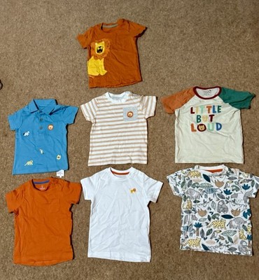Neu/Gebraucht Set 7 T-Shirts 12-18 Monate Baby Junge Kleinkind Löwe Mothercare Muskatnuss 