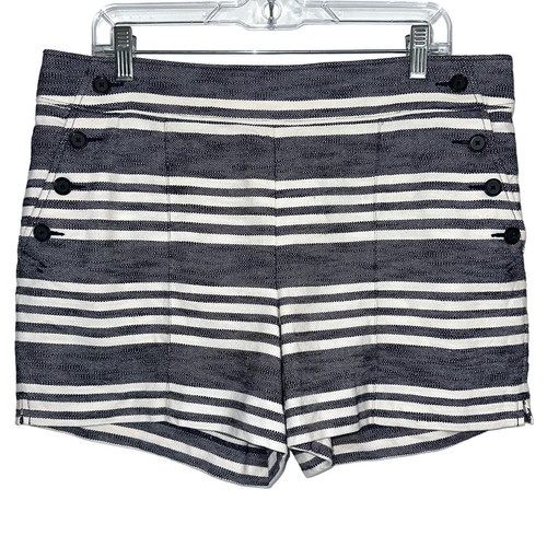 Loft The Riviera kurze blau gestreifte maritime Shorts mit Knöpfen Größe 12 - Bild 1 von 14