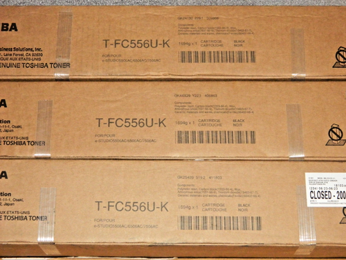 Lot of 5 Toshiba Toners - T-FC556U-K (3X); T-FC556U-M; T-FC505U-Y - SEALED BOXES - Picture 3 of 9