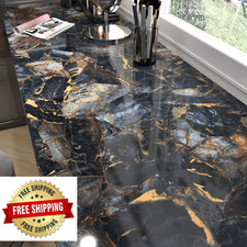 Black Marble Contact Paper Peel Stick Countertop Vinyl Waterproof Wallpaper 24