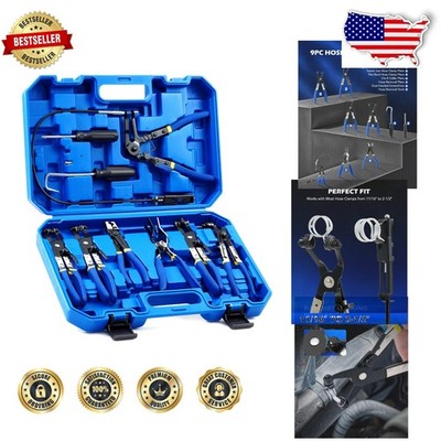 Pro 9pc Hose Clamp Pliers Kit - Flexible, Clic R, Swivel Jaw - Durable Auto R...