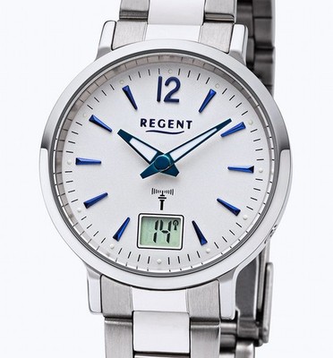 Günstige moderne Regent FR-267 Edelstahl Damenuhr Funkuhr UVP* 138,00 EUR