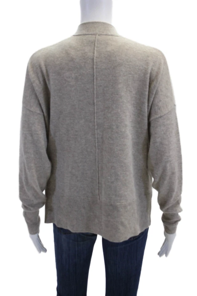 Cardigã Brochu Walker Feminino Bege Decote V Botão 70% Lã 30% Cashmere Tamanho XS - Imagem 3 de 4