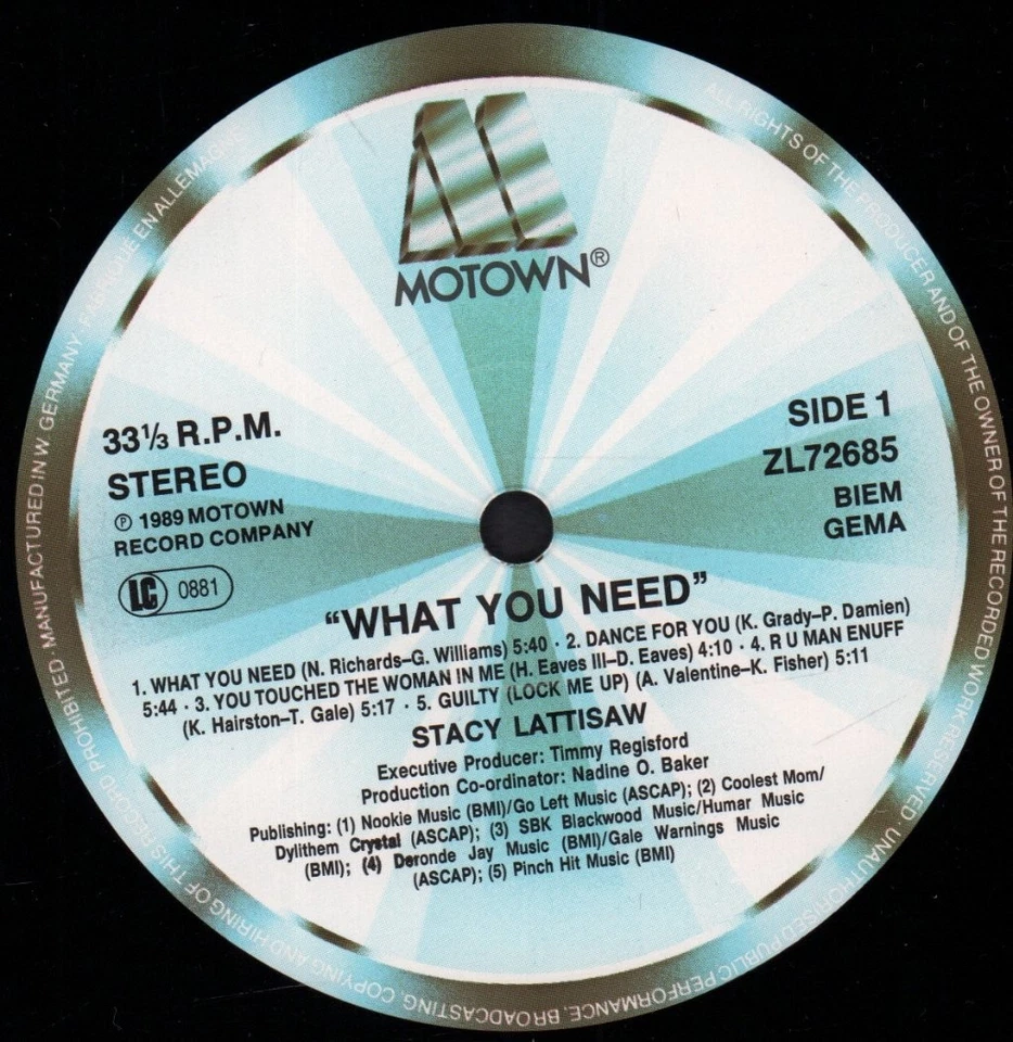 Stacy Lattisaw What You Need LP vinyl Germany Motown 1989 includes promo info - Image 4 of 4