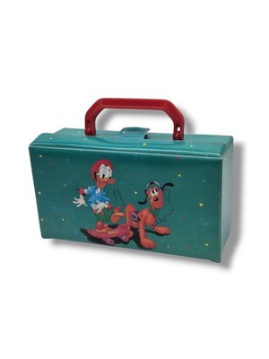  Kassettenkoffer Disney Donald Duck Pluto Kinderkoffer Spielzeug  Vintage 