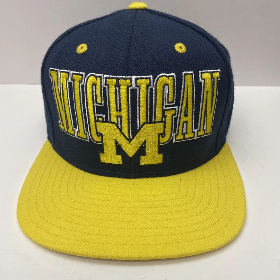 2x NCAA University Of Michigan Wolverines Blue Yellow Adjustable Adidas Hat Cap - Image 2 of 4