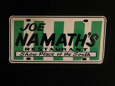 Vintage Joe Namath’s Restaurant License Plate Tuscaloosa Alabama Football