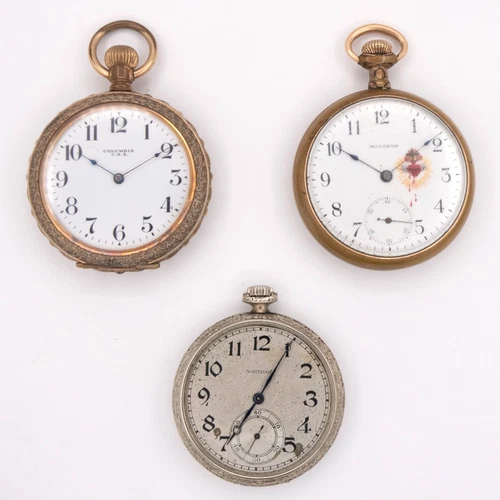 Lot of 3 Waltham & Columbia Gold Filled Antique Pocket Watches, Parts / Repair