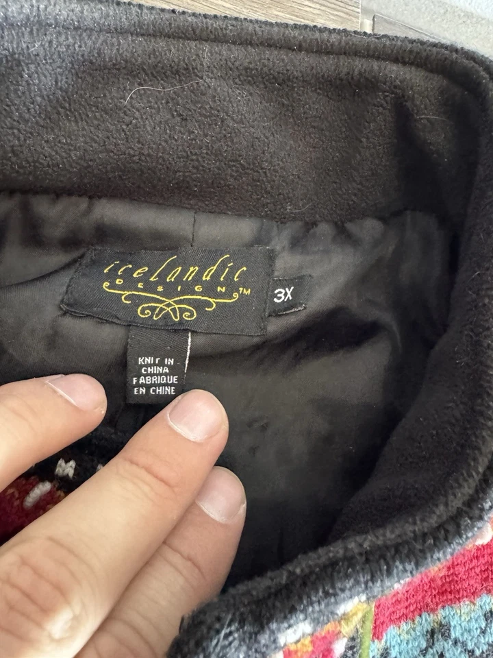 Icelandic Design Nordic Red Wool Lined Full Zippered Jacket Women 3X. Whimsical - Image 4 of 4