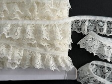 Gathered Nottingham Lace Trim 1.25"/3.5cm CHOOSE COLOUR PER METRE