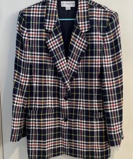 Vintage 80s Liz Claiborne SZ 10 Colorful Plaid 2 Button Blazer Jacket Union Tag