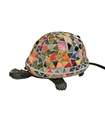 VTG Tiffany Style Turtle Tortoise Stained Glass Table Night Light Lamp Works 8”