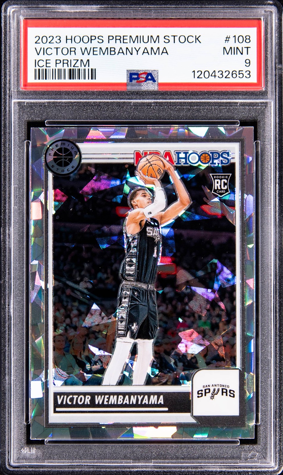 2023-24 Panini Hoops Premium Stock Ice Prizm #108 Victor Wembanyama Rookie