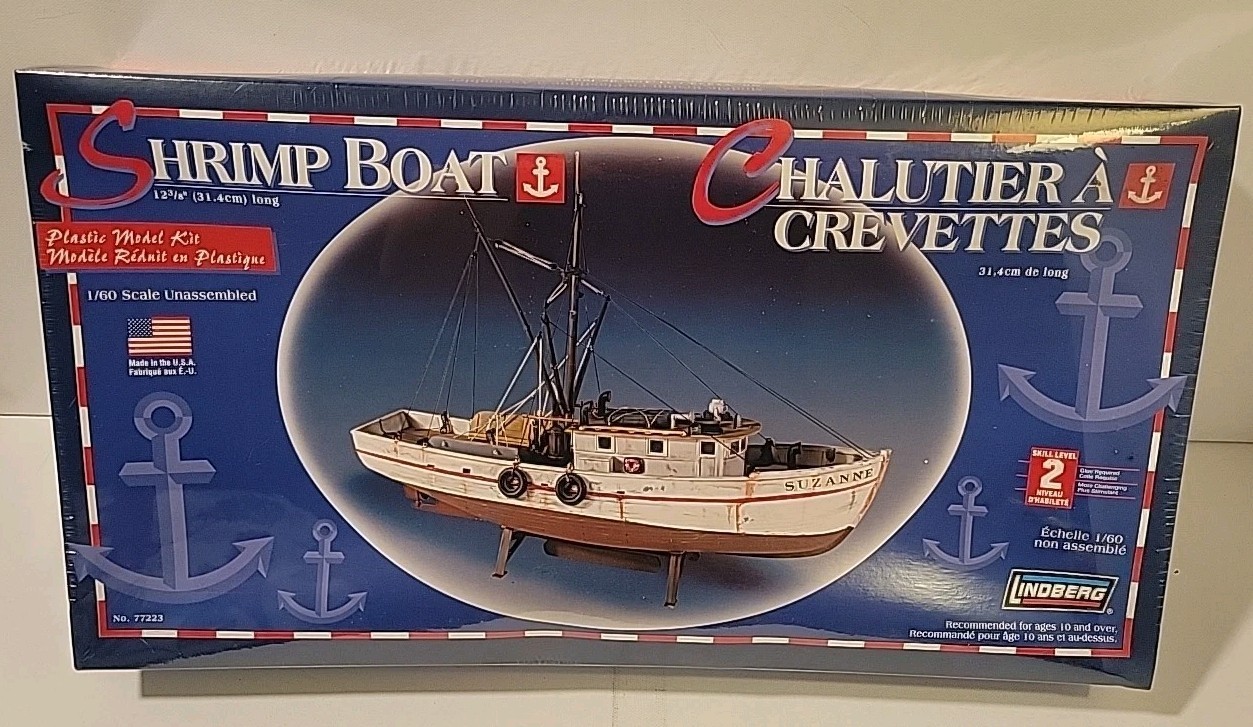 Lindberg 1/60 Scale Shrimp Boat Plastic Model Kit 12-3/8
