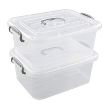 8 L Clear Storage Latch Box, 2-Pack Plastic Lidded Storage Bins