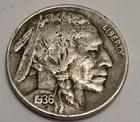 1936 P Buffalo Nickel LOOK AT THE HORN!High Grade 1936 P Buffalo 5c BN812