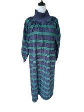 Vermont Country Store Nightie Flannel Green Plaid Long Sleeve M