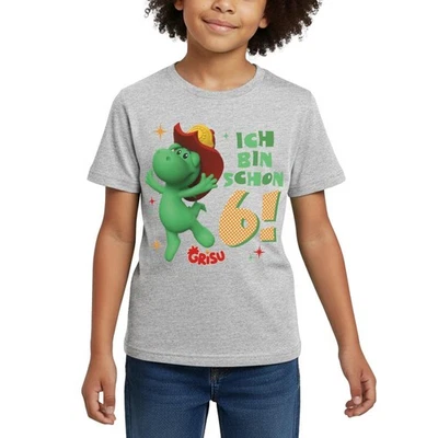 Grisu Der Kleine Drache Geburtstagsdesign 6 Jahre Kinder T-Shirt - Bild 1 von 4