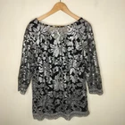 Marina Floral Embroidered + Sequin Embellished Tunic Size XL Cocktail Party Mini
