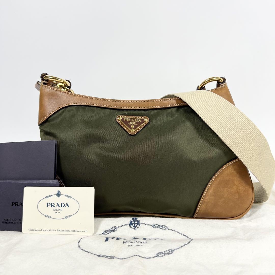 PRADA Triangle Logo Shoulder Bag Crossbody in Excellent Condition From Japan