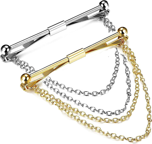 Tie Collar Bar Pin Set for Men Classic Collar Clip Set of 2 - Picture 3 of 12