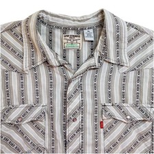 Vintage Levi Strauss Authentic Western Shirt SZ XL Mens Pearl Snap Brown Striped