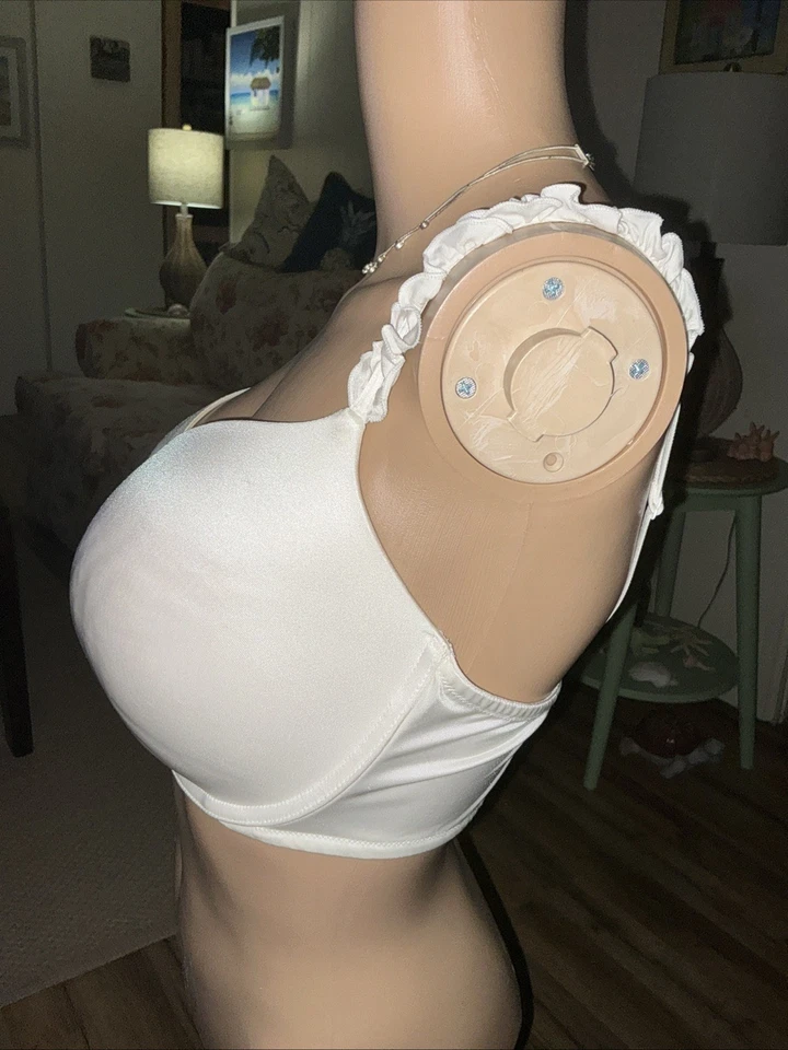 Винтажный Victoria's Secret серебряная этикетка белый атласный бюстгальтер пуш-ап 36DD со стразами роза - Изображение 4 из 4